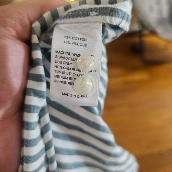 Trovata Birds of Paradise Shirt Women's Striped Long Sleeve Size Large - Picture 5 of 6